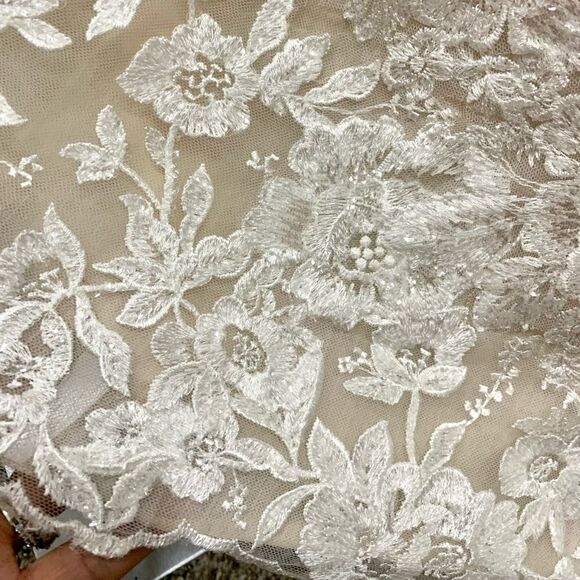 Custom Long Sleeves Embroidered Floral Lace With Sequins and Crystal Beads Gown - Picture 11 of 16